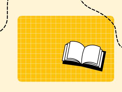 Grafik til "Biblioteket Kommer" med en bog og stiplede linjer.