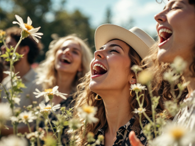 Kvinder, der synger i det fri.