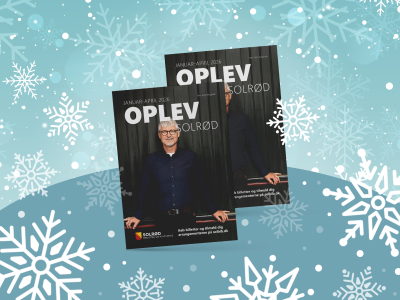 OPLEV-kataloget for januar - marts 2026, på en vinterlig baggrund med snefnug.