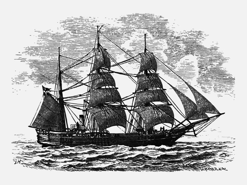 Illustration af et sejlskib.