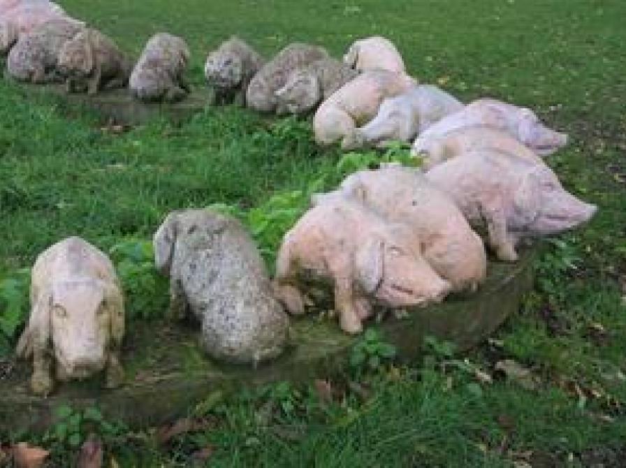 Kunstværket "Grise" af Trine Hecht Pedersen.